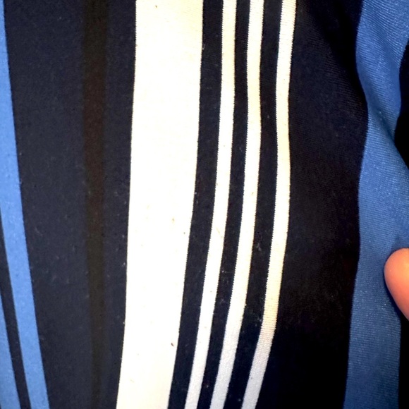 ELOQUII Blue Striped A-Line Dress with Tie-Back - Picture 3 of 7